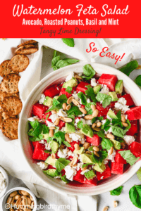 Pinterest Image Watermelon Feta Salad with Mint and Basil
