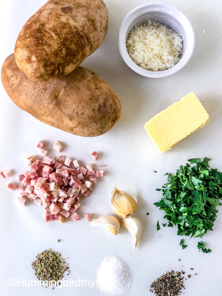 Ingredients for Crispy Roasted cheesy potatoes