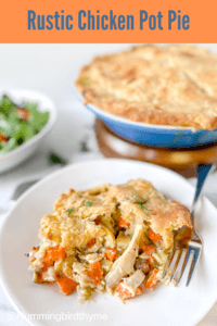 Rustic Chicken Pot Pie is easy to make with a rotisserie chicken and pre-made crust! Full of delicious veggies, too!