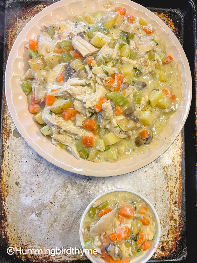 how to make easy chicken pot pie - Process shot