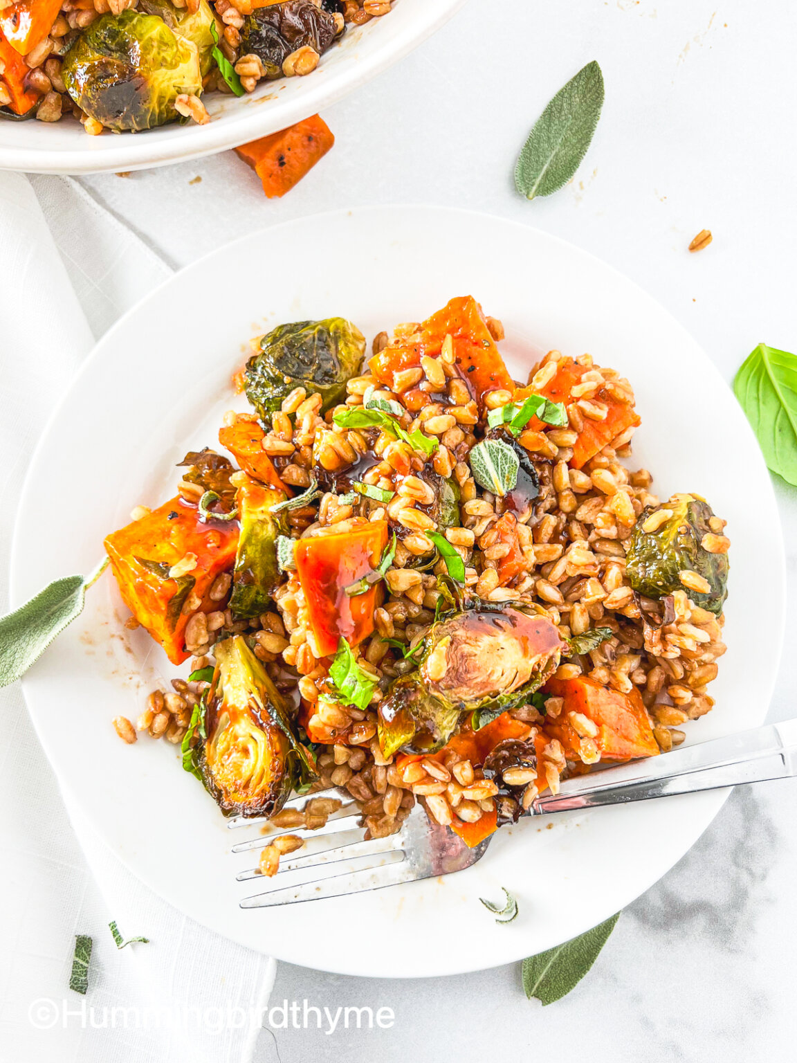 Farro with Roasted Sweet Potatoes and Brussels Sprouts (Vegan ...