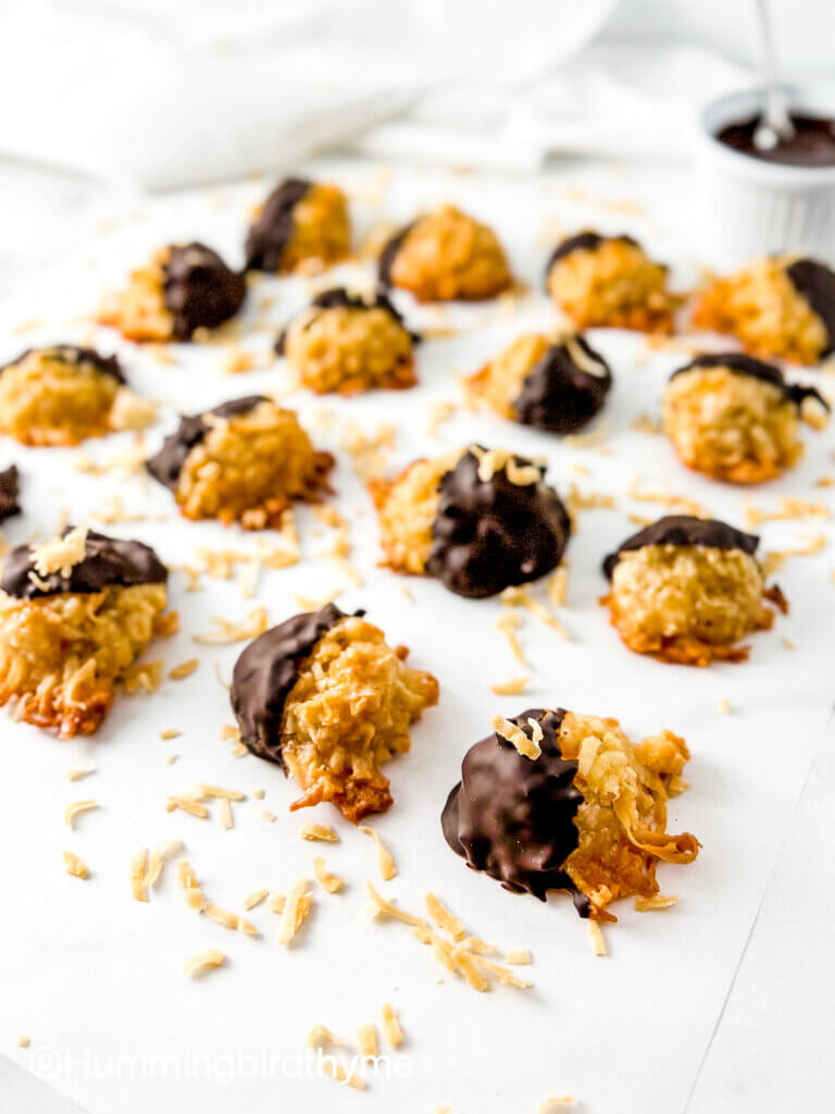 Chocolate Dipped Coconut Macaroons - Hummingbird Thyme